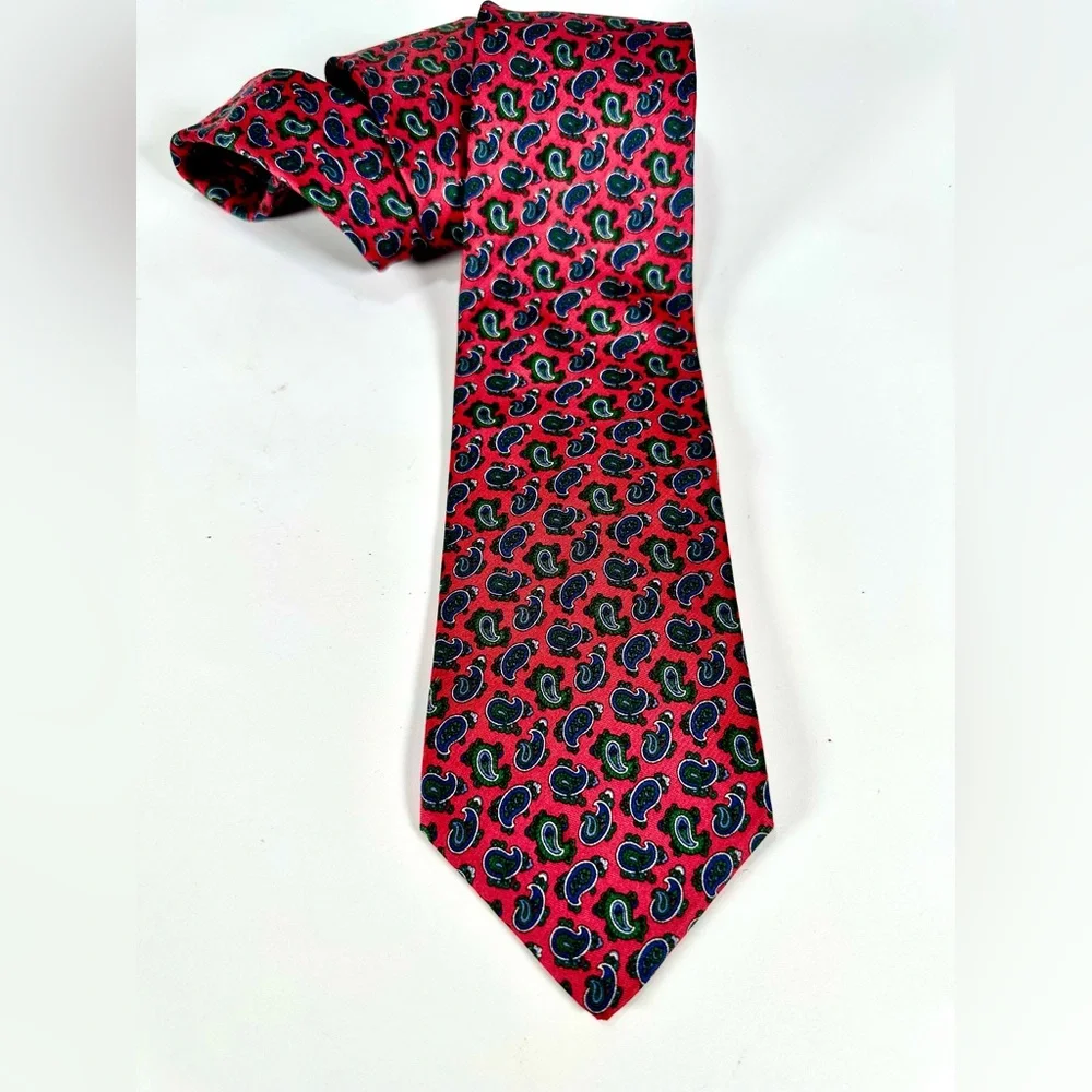 Burberry Vibrant Paisley Print Tie 100% silk. Hand sewn in USA